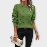 Monika – Casualny Sweter z Długim Rękawem w Wzór Kropki