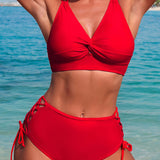 BIKINI DWUCZĘŚCIOWE Z WYSOKIM STANEM I DEKOLTEM W KSZTAŁCIE V Z ROZCIĘCIAMI