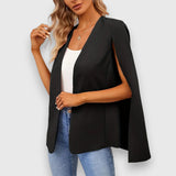 Nela – Elegancka czarna kurtka w stylu peleryny.