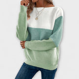 Elżbieta – Elegancki Sweter Patchwork w Trzech Kolorach