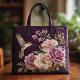 Torba Ręcznie Szyta Pikowana - Kolibry i Orchidee