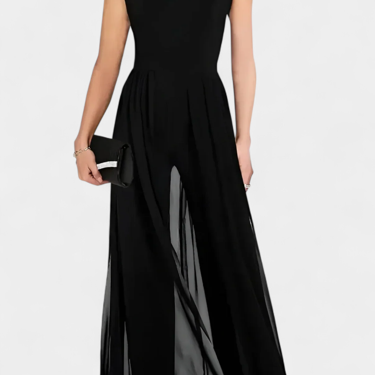 Nadia Mono Elegante bez Rękawów z Przezroczystym Przodem