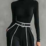 Katarzyna | Elegancki zestaw z kontrastowym detalem