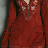 Elwira – vintage haftowana sukienka mini suede