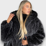 Barbara – Kurtka oversize futro syntetyczne szara