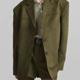 Sofia | Oversize Żakiet w Suede Verde Militare