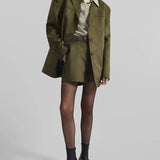 Sofia | Oversize Żakiet w Suede Verde Militare