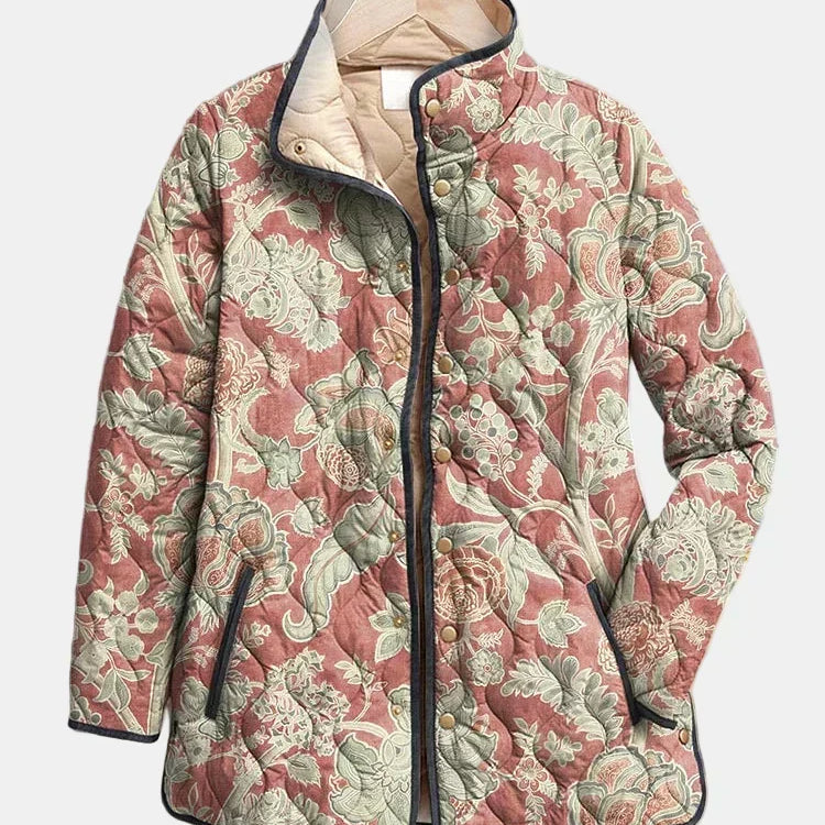Naya | Vintage Kwiatowa Casual Pikowana Kurtka
