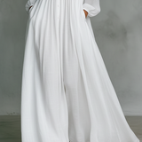 Alba | Sukienka Maxi Patchwork z Wysokim Kołnierzem
