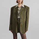Sofia | Oversize Żakiet w Suede Verde Militare