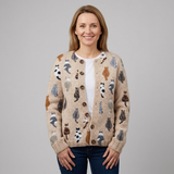 Charlotte | Sweter z miękkiej dzianiny z guzikami i wzorem kota