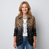Valentina | Marynarka w leopardzie ombre z falbanami