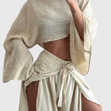 Maeva Zestaw Casual z Dwiema Częściami z Rozcięciem i Kokardą