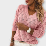 Katarzyna – Sweter z Dekoltem w Serek