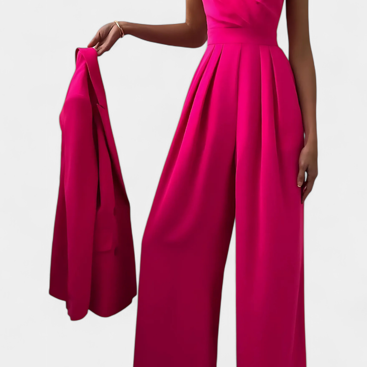 Romily Mono Sexy z Ramiączkami i Szeroką Nogawką Elegancki